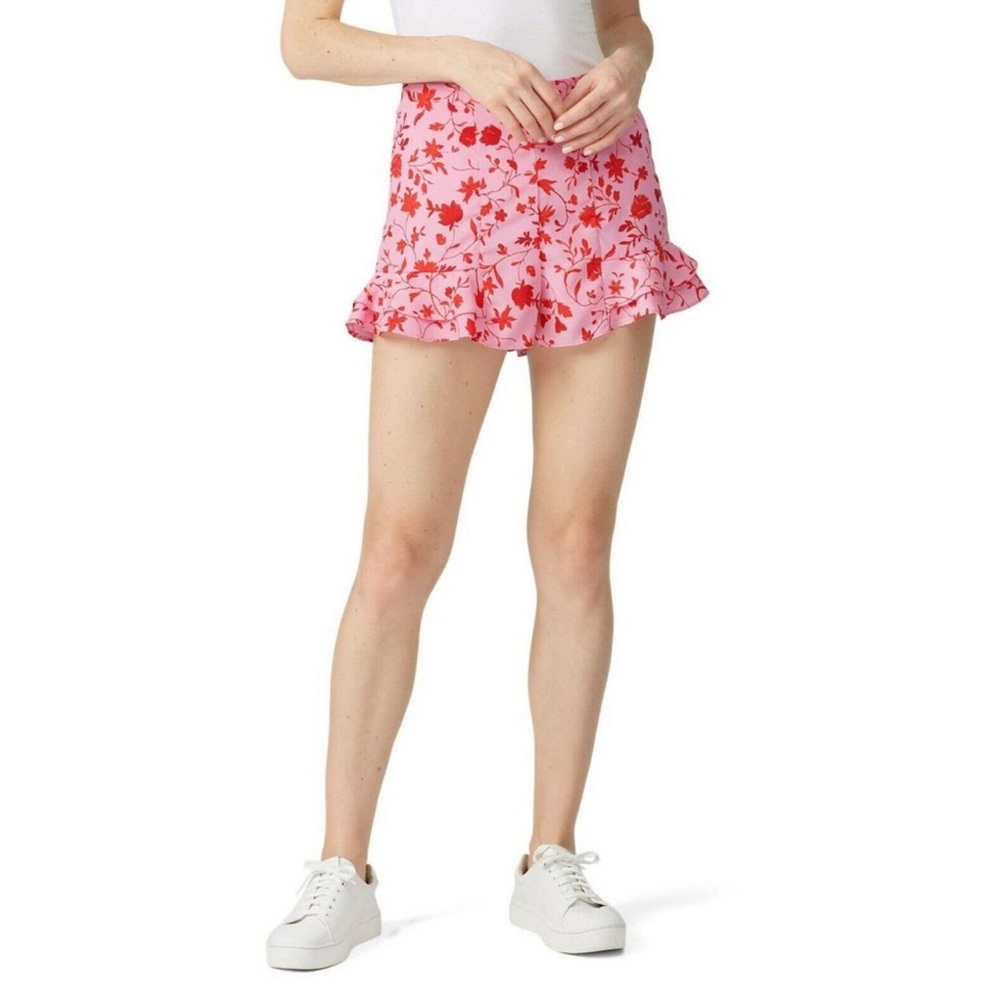 Likely pink ruffle floral shorts